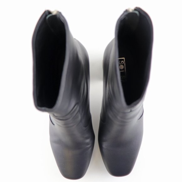 NWT Sol Sana Cecile Bootie Black Leather Ankle Boot Tortoise Heel 40 / 10 - Picture 7 of 12